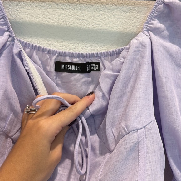 Dusty Lilac Brocade Sleeve Stretchable Blouse